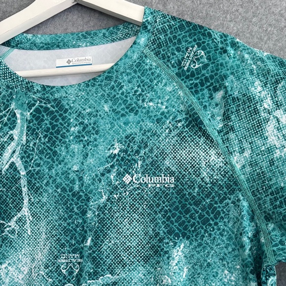 Columbia PFG Performance Long Sleeve Shirt (M) Aqua Multi Green - Picture 3 of 11